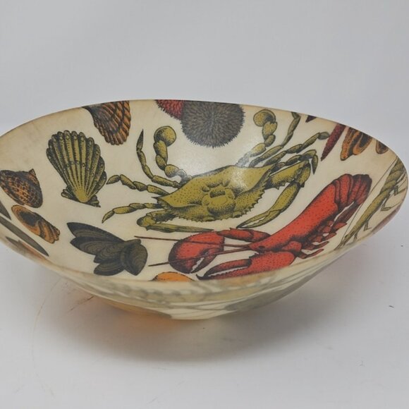 Vintage 1960s Fiberglass Artmor Salad Bowl Shellfish Lobster Crab Shrimp Clams - Picture 2 of 4